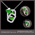 18k guld diamant grøn farve jadeit pendel charme